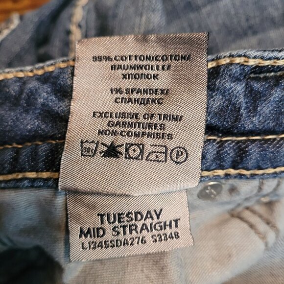 Silver Jeans Size 30 Tuesday Mid Straight Thick Stitch Ripped Medium Light Wash - Picture 6 of 12